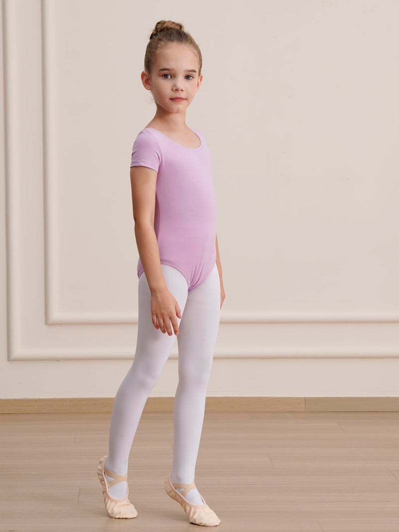 WEGETIT Gymnastics Leotards for Girls Ballet Dance Toddler Leotard Short Sleeve Bodysuit (Light Purple, 2-4T) - Image 4